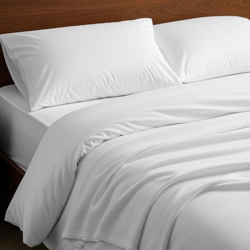 Mellanni Cotton Flannel Sheet Set - Double Brushed for Added Softness & Comfort - Deep Pocket Fitted Sheet up to 16" - 4 Piece Set (Full, White) - Image 2